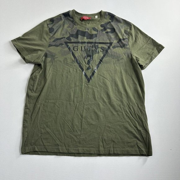 GUESS‎ Los Angeles Men’s Short Sleeve T-Shirt Size XL Green Black Camo Casual - Picture 1 of 8